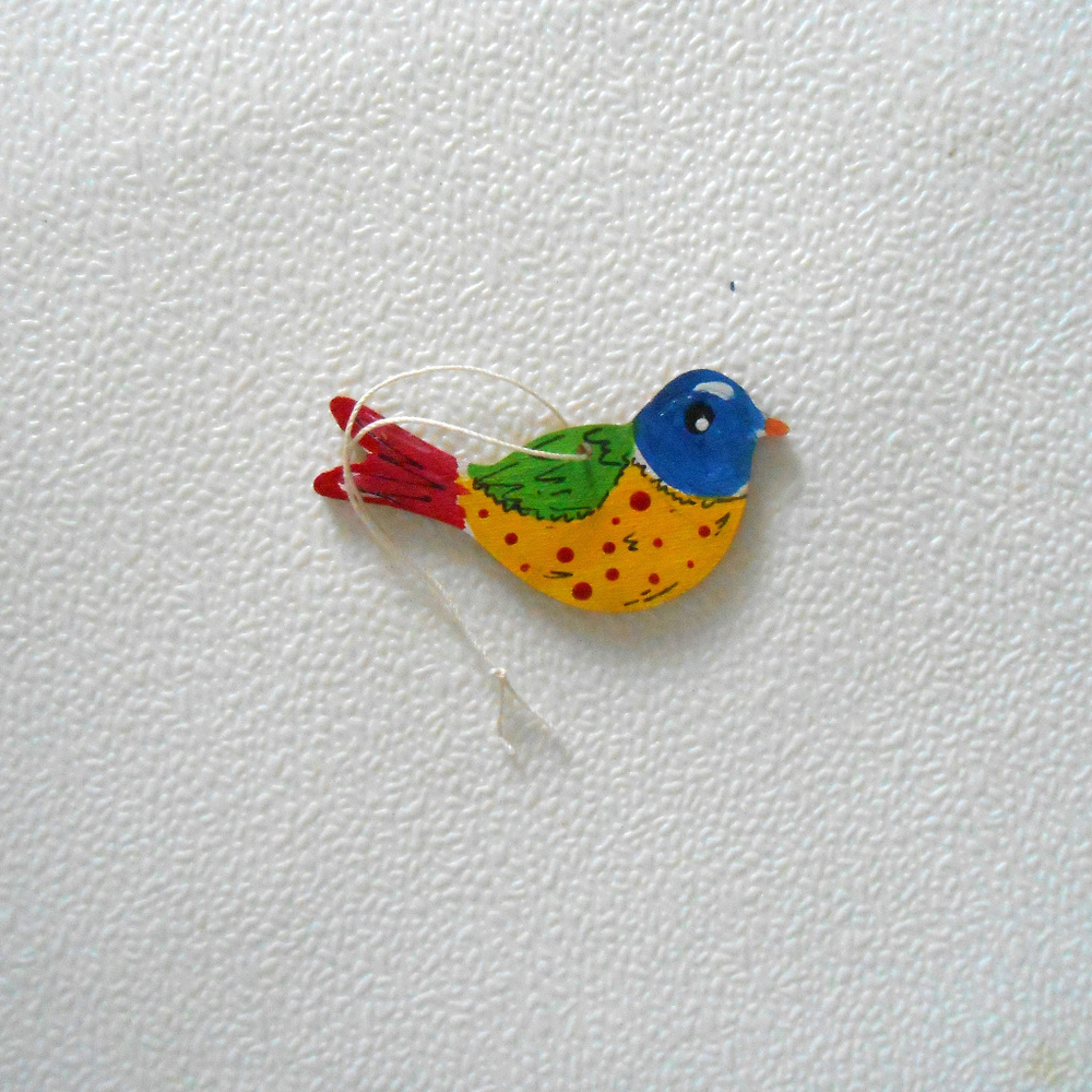 Bird Ornament, Hand painted,